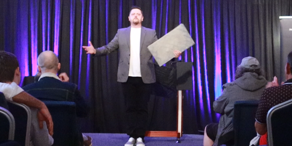 Mark Roberts performing magic in Manchester